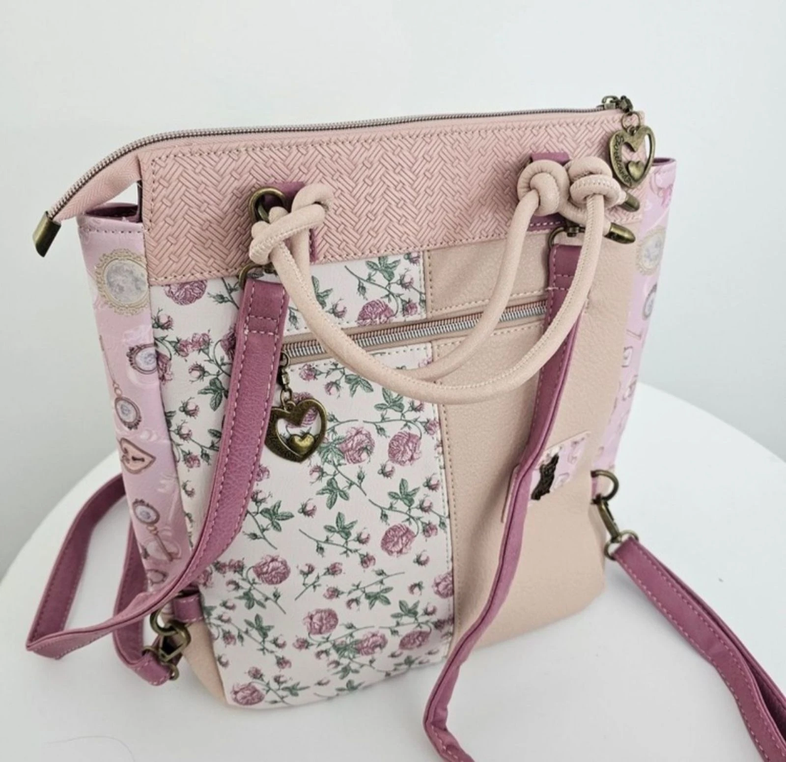 Espectacular bolsa mochila Sweet Candy rosa vintage dressing – photo 6